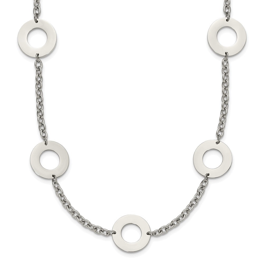 Stainless Steel Polished Circles 26in Necklace