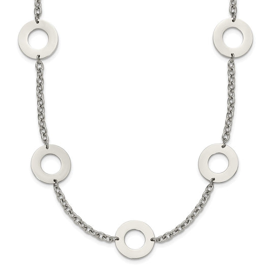 Stainless Steel Polished Circles 26in Necklace