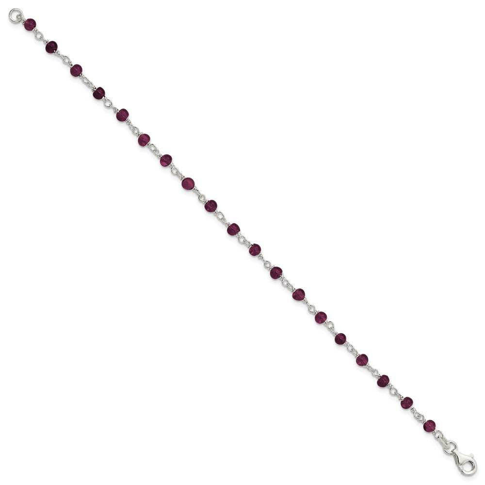 Sterling Silver Dark Red CZ Polished Bracelet 7.25 inches