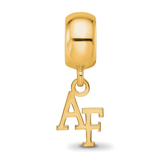 Sterling Silver Gold-plated LogoArt United States Air Force Academy A-F Extra Small Dangle Bead