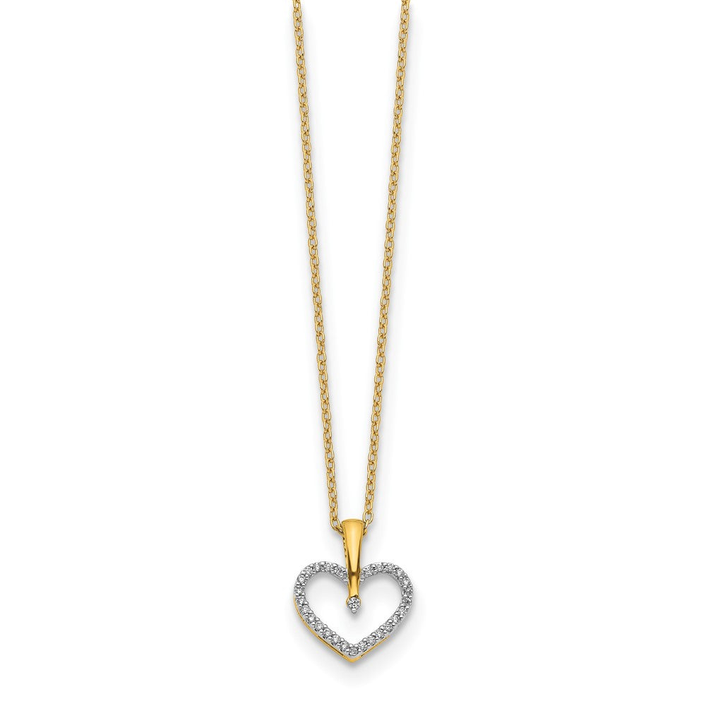 14k Yellow Gold Diamond Heart Pendant Necklace