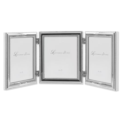 Lawrence Frames 510745T Beaded Silver Plated Triple Picture Frame - 4 x 5 in.