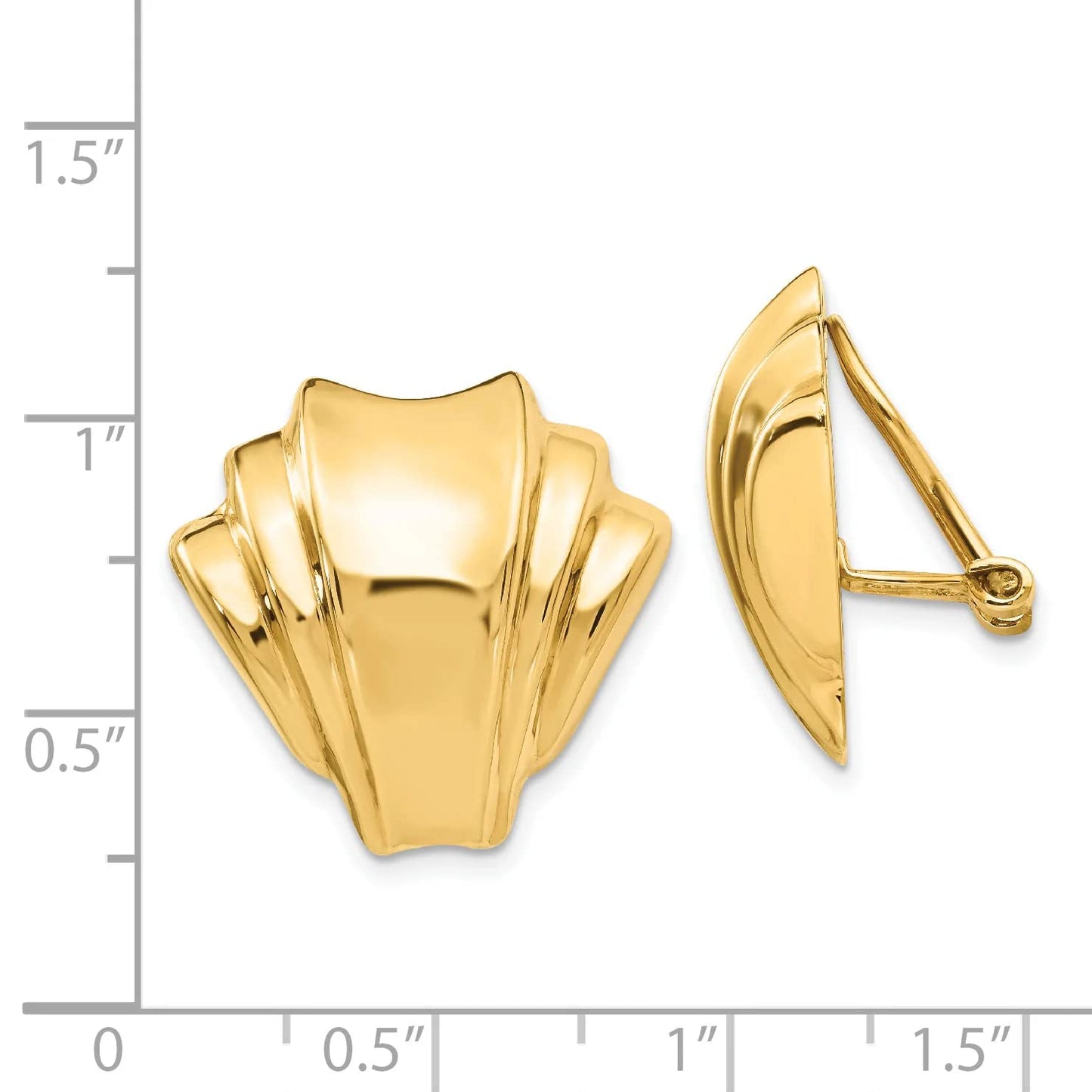 14K Gold Omega Clip Polished Non-Pierced Earrings