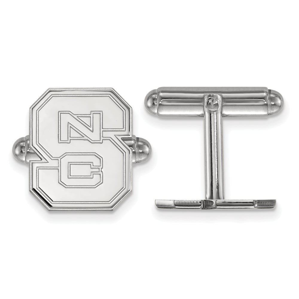Sterling Silver Rhodium-plated LogoArt North Carolina State University N-C-S Cuff Links QSS012NCS