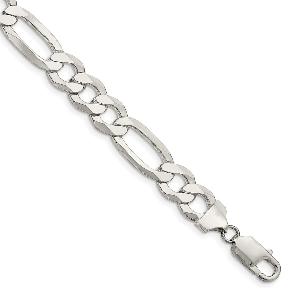 Sterling Silver 9.7mm Lightweight Flat Figaro Chain 8 inches