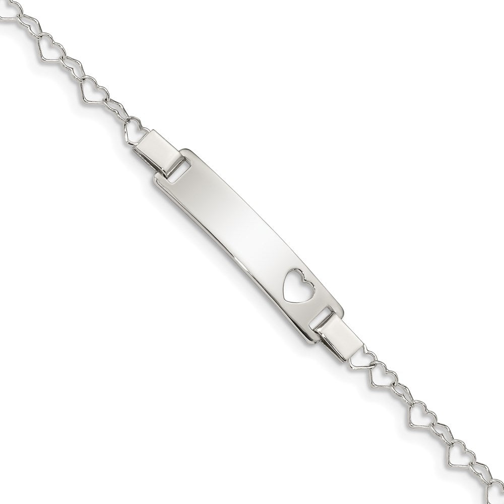 Sterling Silver Heart Baby ID Bracelet 6 inches