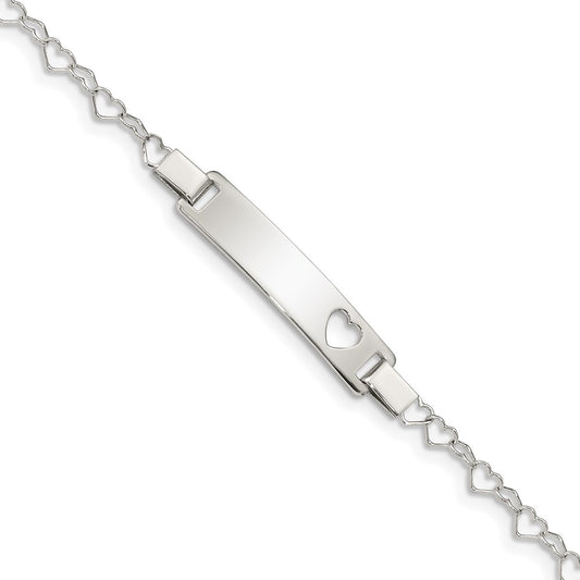 Sterling Silver Heart Baby ID Bracelet 6 inches