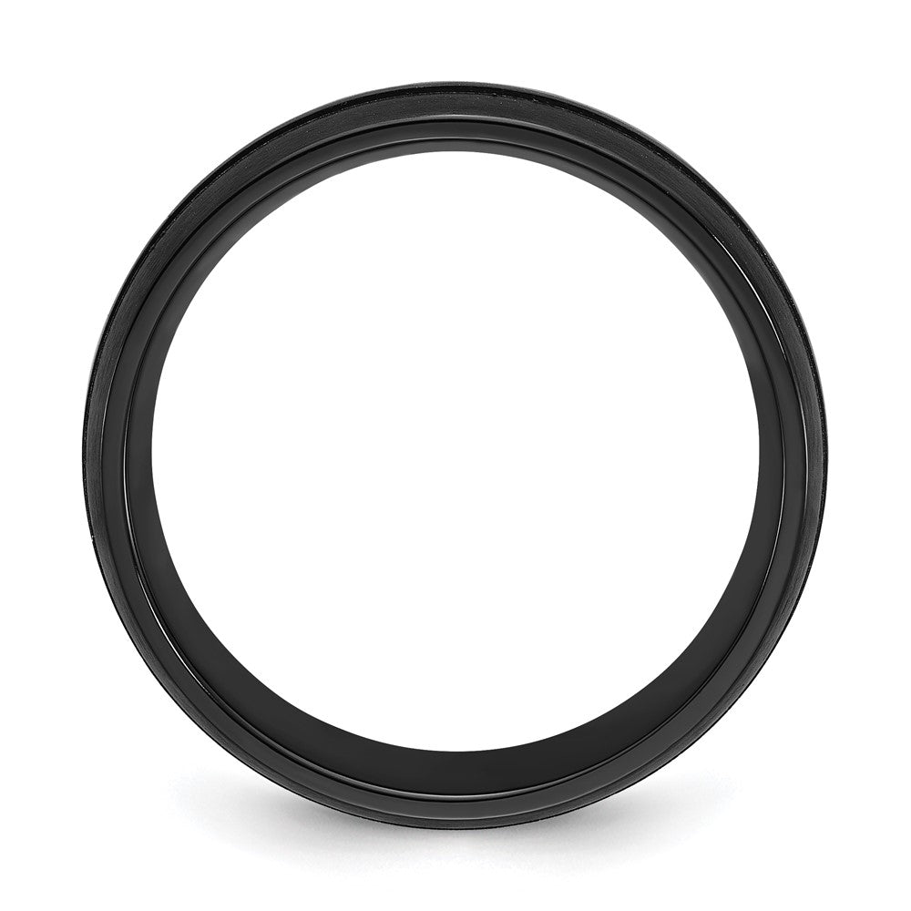 Chisel Black Zirconium Brushed and Polished with Imitation Turquoise Inlay 8mm Band Size - 12