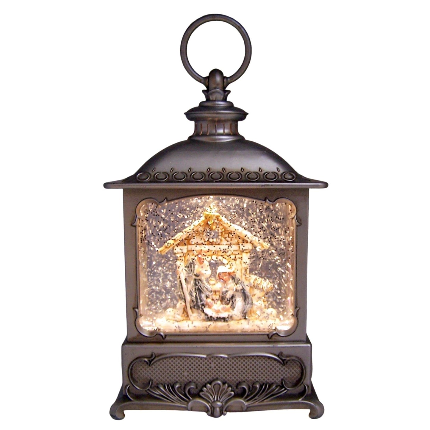 Roman Holy Family Pewter Led Swirl Lantern