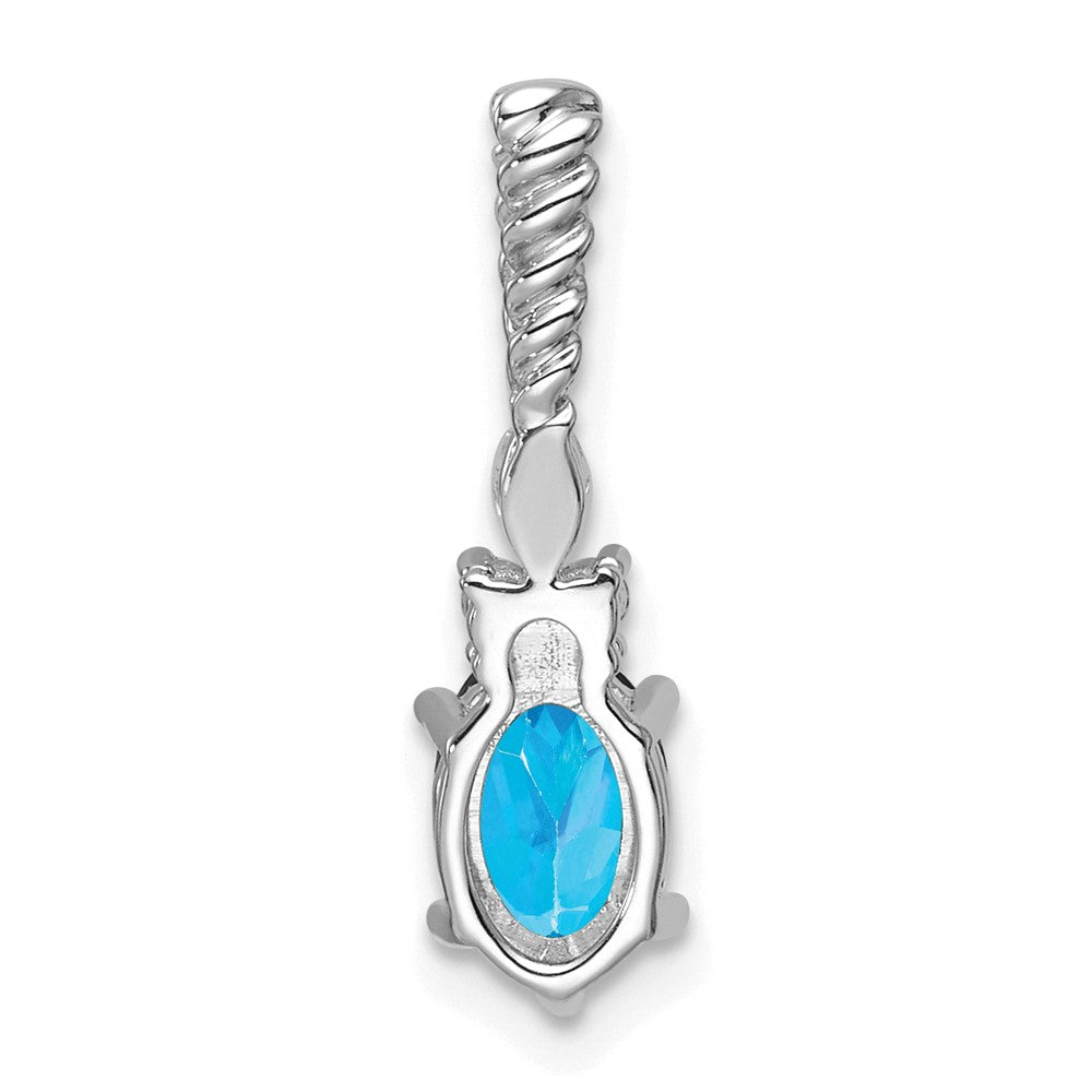 14K White Gold Polished Diamond and Blue Topaz Twisted Chain Slide
