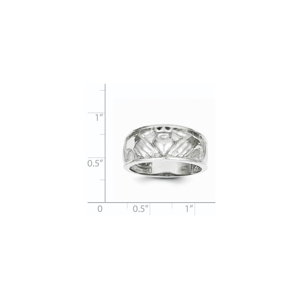 14k White Gold Men's Claddagh Band Size 10