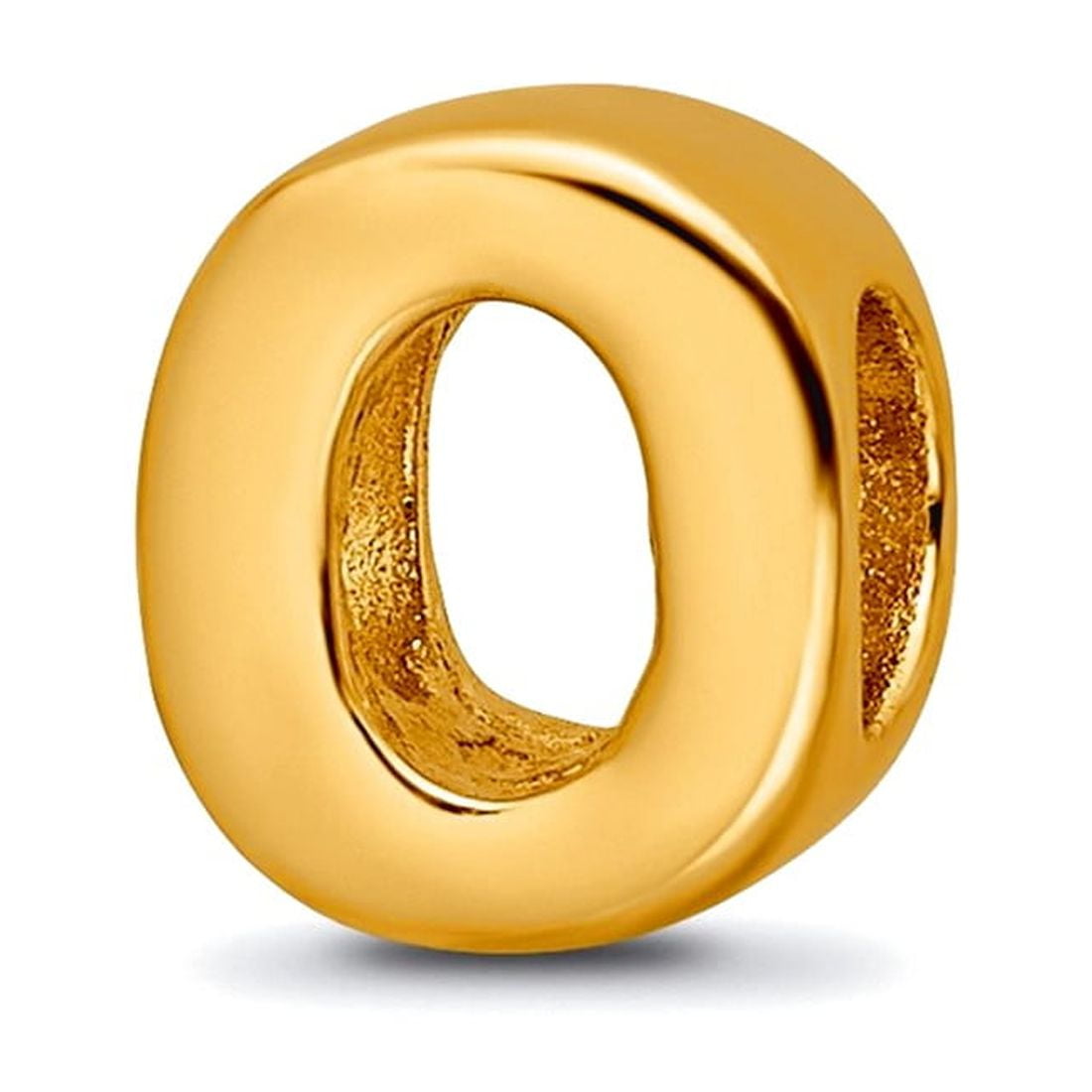 925 Sterling Silver Polished Gold Plated Reflections Letter Name Personalized Monogram Initial O Bead Charm 7.27x6.36mm