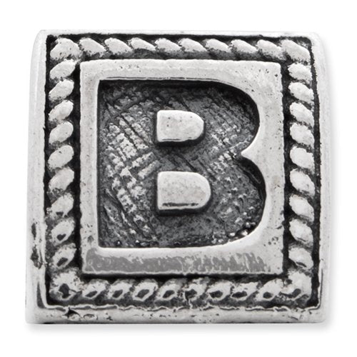 925 Sterling Silver Polished Artisan Oxidized Reflections Letter Name Personalized Monogram Initial B Triangle Block Bea