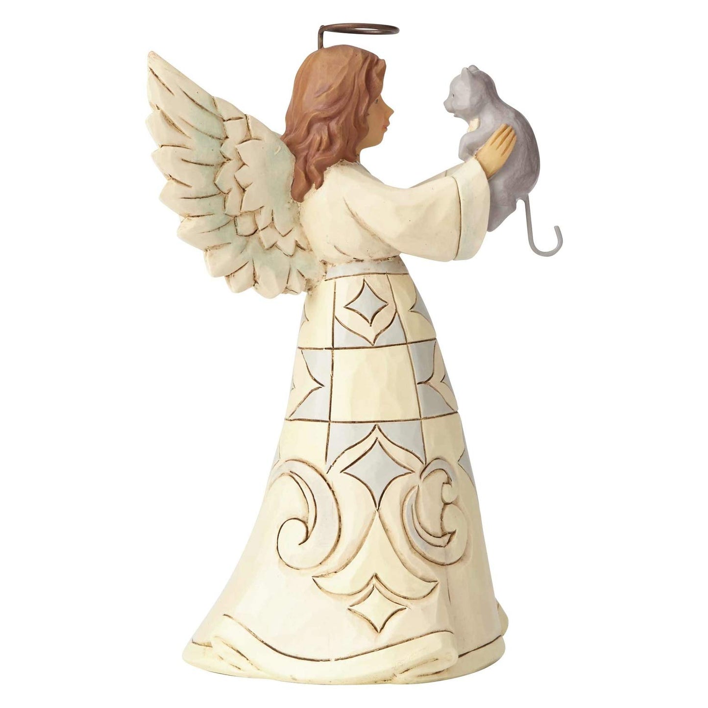Enesco Jim Shore Heartwood Creek Collection Farmhouse Angel with Cat Failthful Friend Figurine, 5.2", White