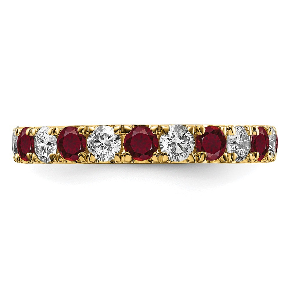 14k 1 carat Lab Grown Diamond VS/SI+ G+ and Lab Created Ruby Size 5.5 Eternity Band