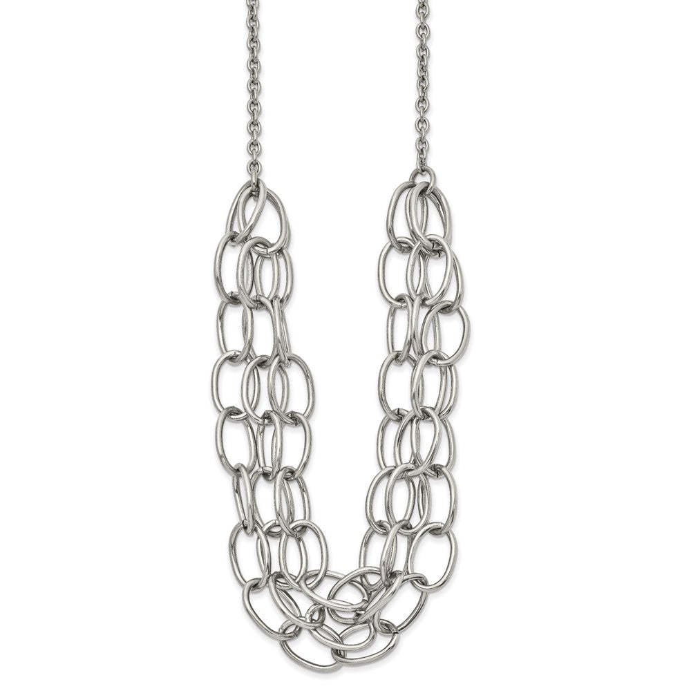 Stainless Steel Polished Multi Chain 20.5in w/1.75in ext Necklace