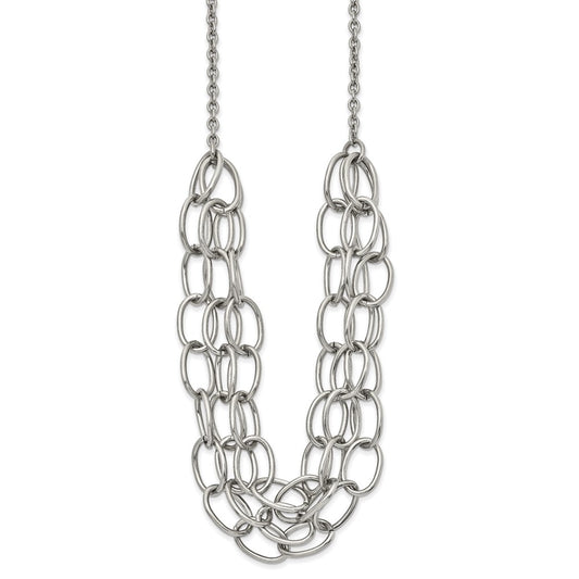 Stainless Steel Polished Multi Chain 20.5in w/1.75in ext Necklace