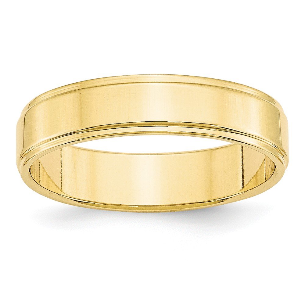 10k Yellow Gold 5mm Flat with Step Edge Wedding Band Size 10