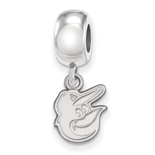 Sterling Silver Rhodium Plated Major League Baseball LogoArt Baltimore Orioles Extra Small Dangle Bead