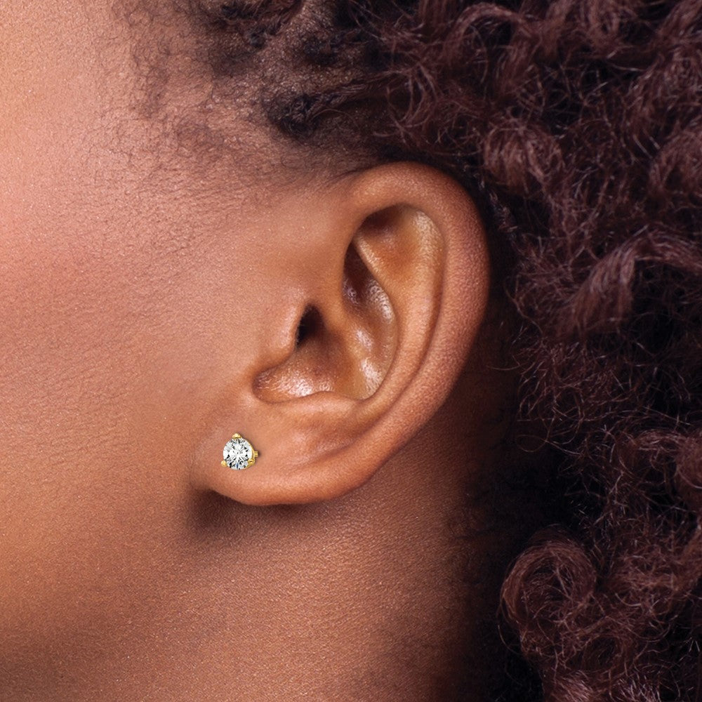 14k Yellow Gold 1/2 ctw Lab Grown Diamond VS+ F+ Round 3 Prong Heavy Wt. Stud Earrings