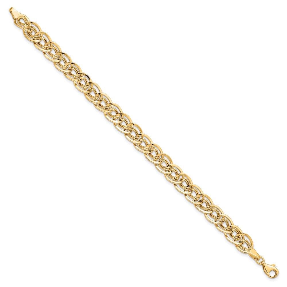 10K Yellow Gold Triple Fancy Link Bracelet 8  inches