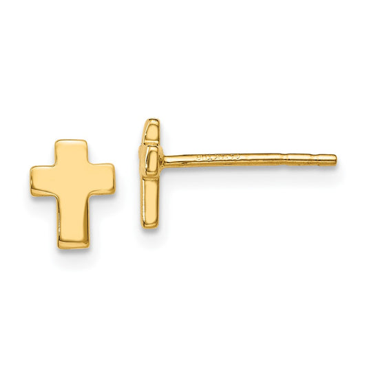 10K Polished Cross Post Earrings