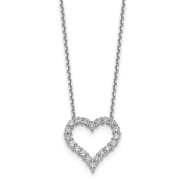 14k White Gold 1 carat Diamond Heart 18 inch Necklace