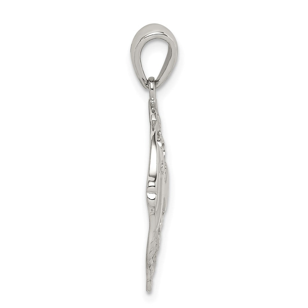 Sterling Silver Diamond-cut Fish Pendant