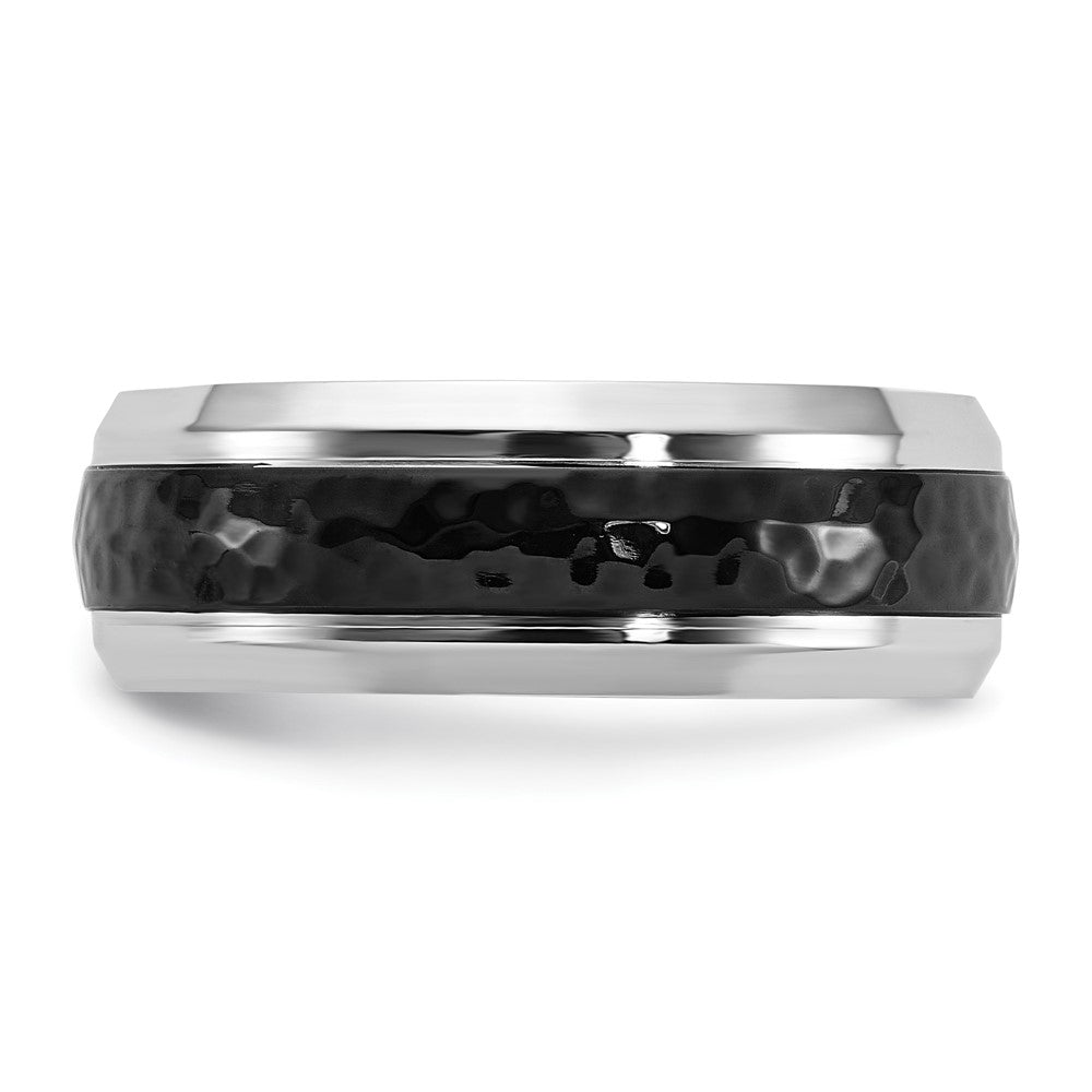 Cobalt Polished w/Hammered Black IP-plated Center 8mm Band Size - 11