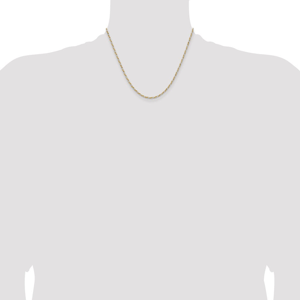 Sterling Silver And Vermeil 1.85mm Diamond-cut Rope Chain 18 Inches