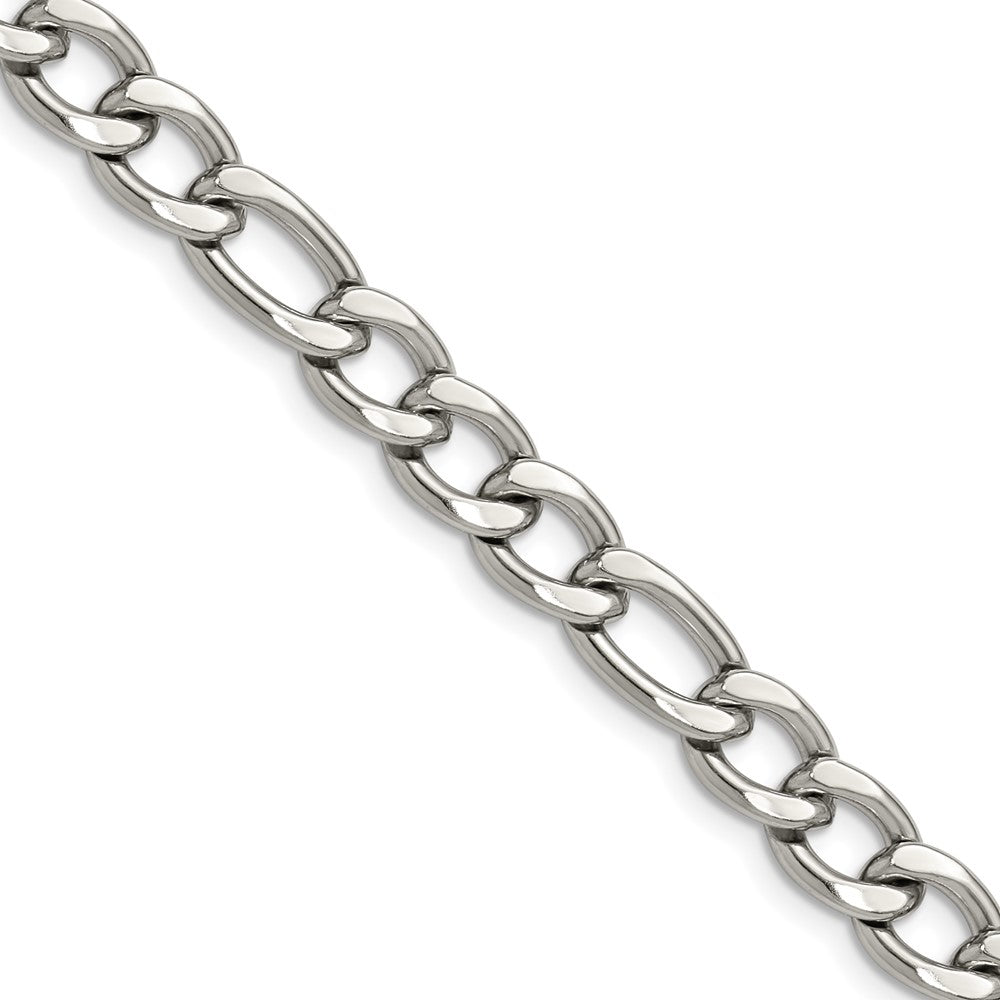Chisel Stainless Steel Polished 7.5mm 20 inch Figaro Chain