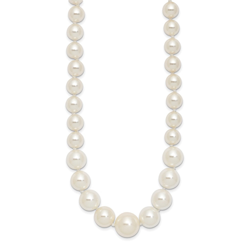 Majestik Sterling Silver Rhodium-plated 6-12mm Graduated White Imitation Shell Pearl Hand-knotted Necklace 18 Inches