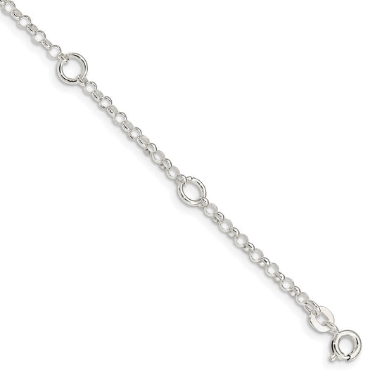 Sterling Silver Polished Fancy Rolo Chain Children's Bracelet 6 inches