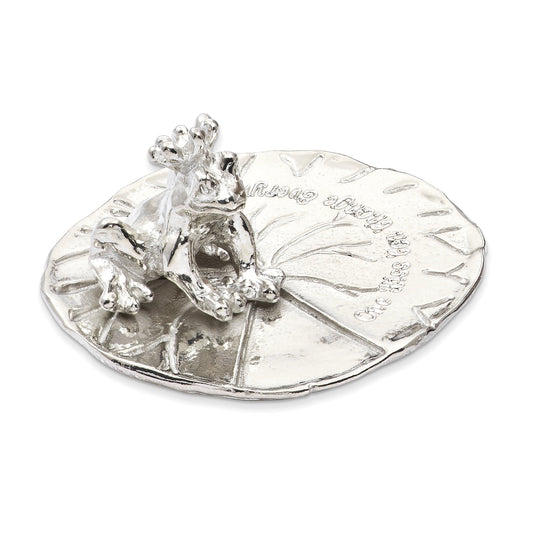 Handcrafted Tarnish-free Pewter Tiny Gardens ONE KISS CAN CHANGE EVERYTHING Frog Prince Ring Holder QGM12048