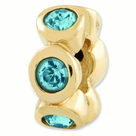 Sterling Silver Gold-plated Reflections March Blue Preciosa Crystal Bead