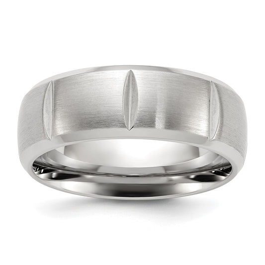 Chisel Stainless Steel Brushed and Polished Grooved 8mm Band