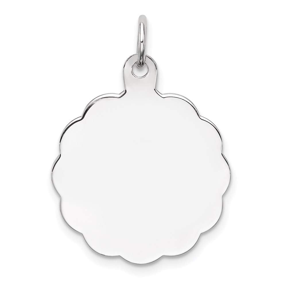 Sterling Silver Rh-plt Engraveable Polished Front/Satin Back Disc Charm