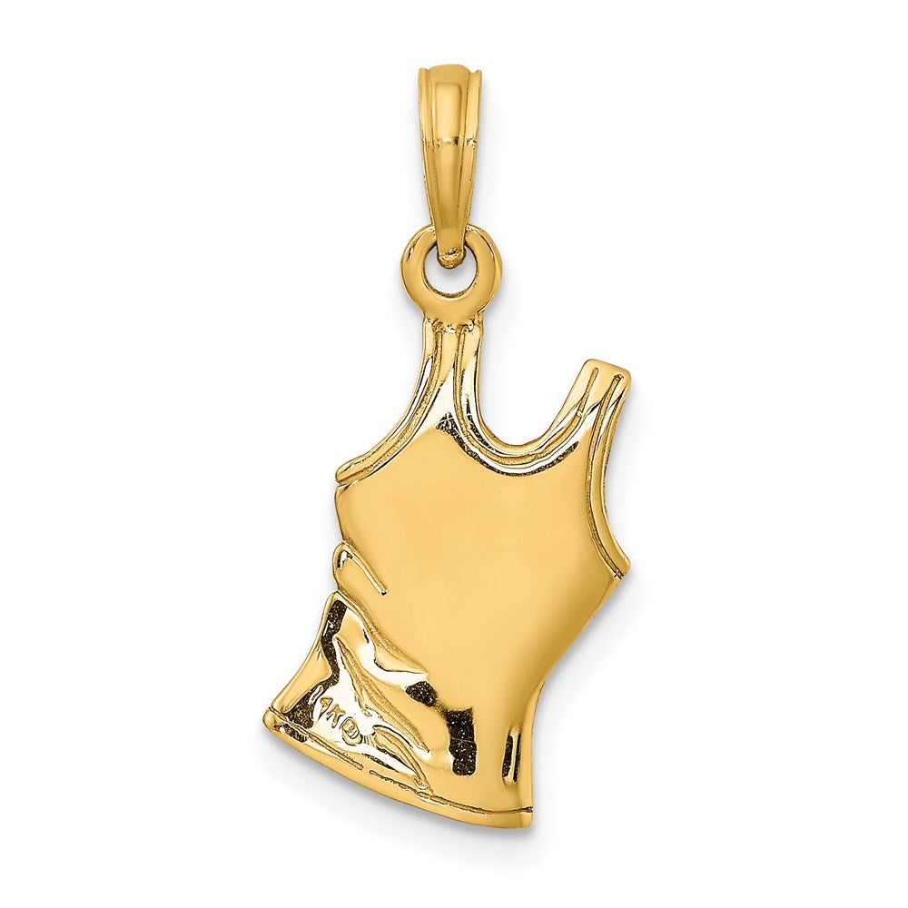 14K 3-D Tank Top Shirt w/ Heart Charm