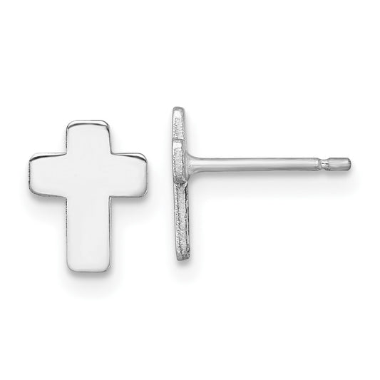 10k White Gold Polished Cross Post Earrings