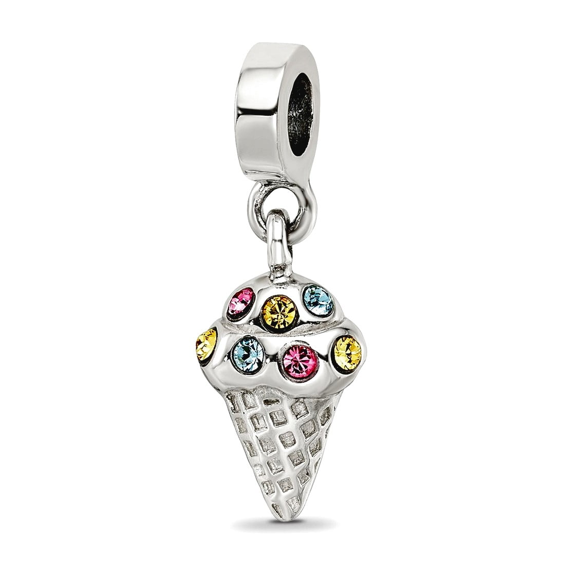 Sterling Silver Reflections CZ Ice Cream Cone Dangle Bead
