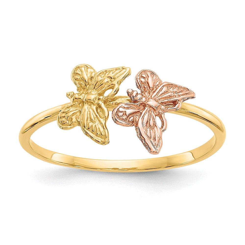 14k Two-Tone Polished Butterfly Ring Size 7