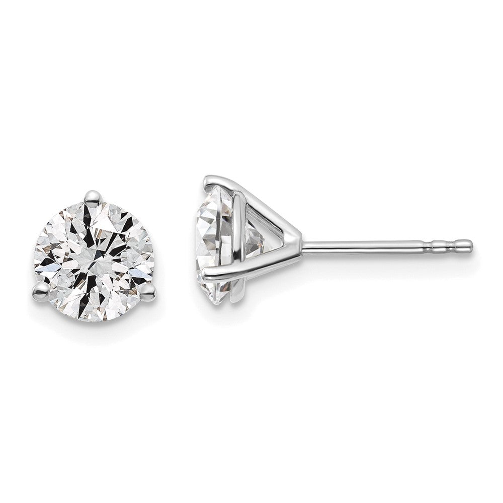 14k White Gold 1 3/8 ctw Lab Grown Diamond VS+ F+ Round 3 Prong Heavy Wt. Stud Earrings