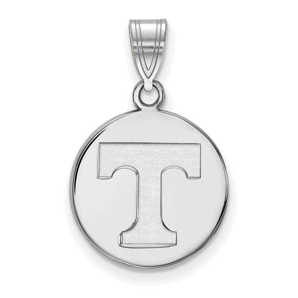 Sterling Silver Rhodium-plated LogoArt University of Tennessee Letter T Medium Disc Pendant Q-SS039UTN