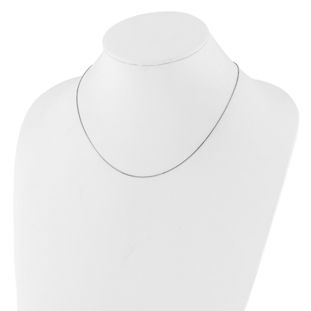 14K White Gold .7mm Box 1in+1in Adjustable Chain Adjustable