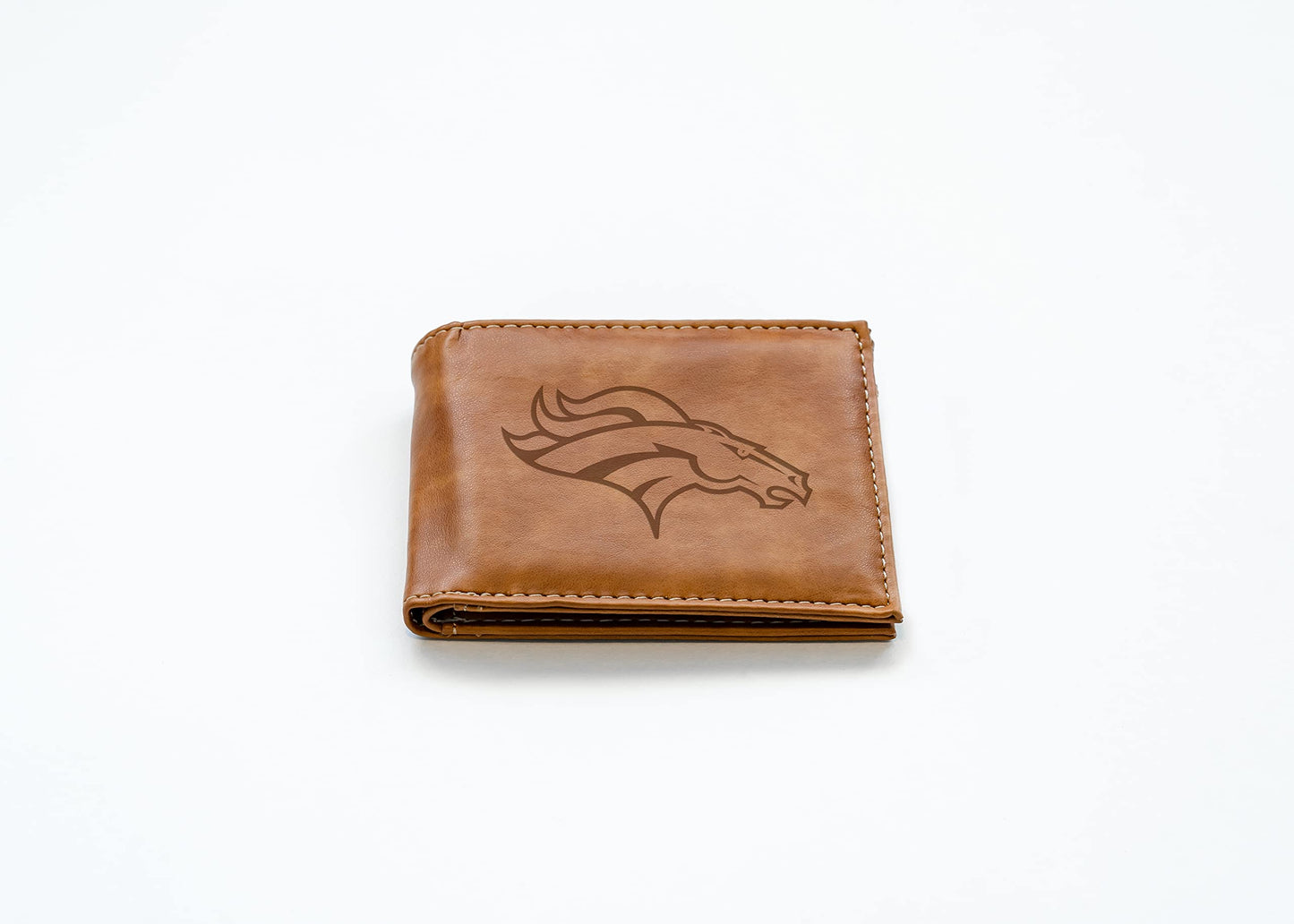 Rico Industries Football Denver Broncos Brown Laser Engraved Bill-fold Wallet - Slim Design - Great Gift