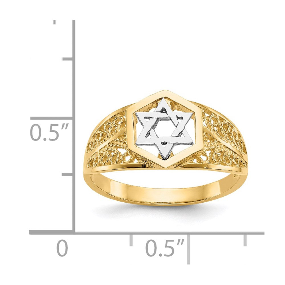 14k Two-Tone Polished Star of David Ring size 7