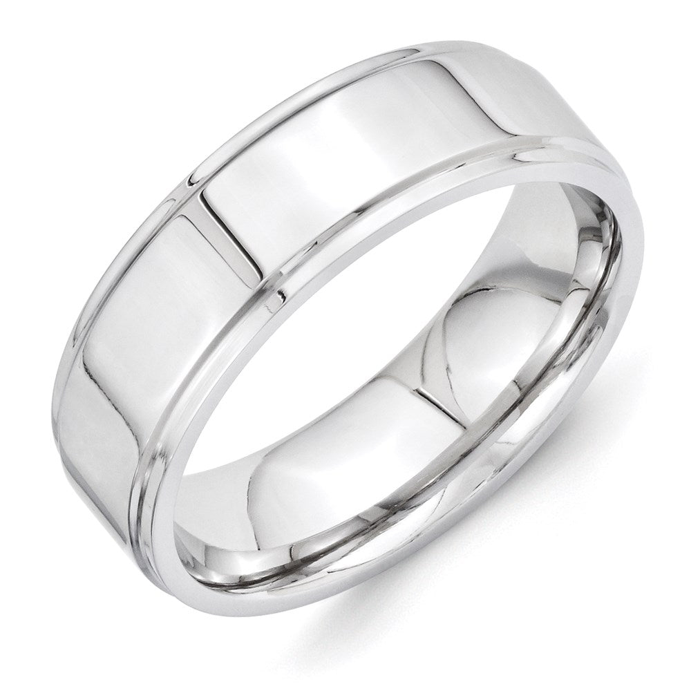 Vitalium Polished 7mm Ridged Edge Flat Band