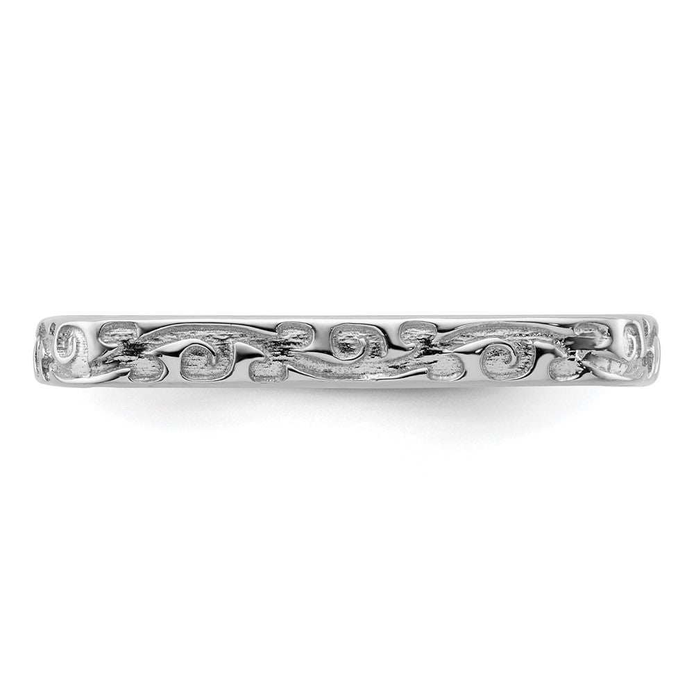 Sterling Silver Stackable Expressions Polished Rhodium-plated Square Ring Size -5