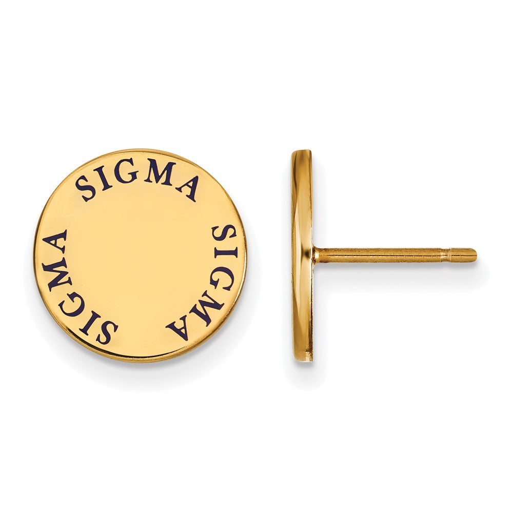 Sterling Silver Gold-plated LogoArt Sigma Sigma Sigma Sorority Text Color Enamel Post Earrings