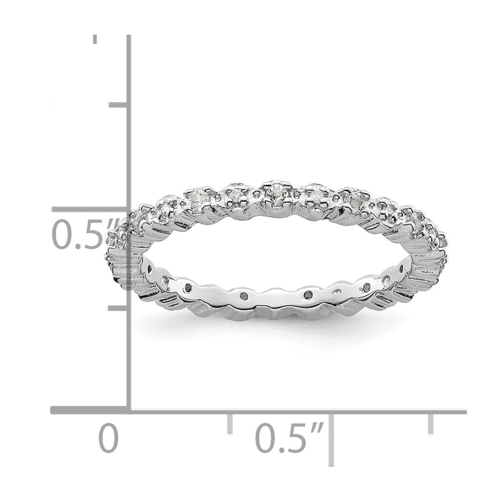 Sterling Silver Stackable Expressions White Topaz & Diamond Ring Size -10